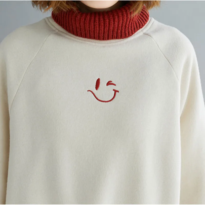 Johnature Autumn Winter Casual Korean Turtleneck Sweatshirt New Fashion Loose Women Clothes Simple Solid Color Pullovers