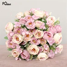Bouquet de Roses artificielles 10 têtes, 5 Branches en soie, fausses fleurs pour demoiselle d'honneur, pour bricolage, décoration de jardin de maison et de mariage