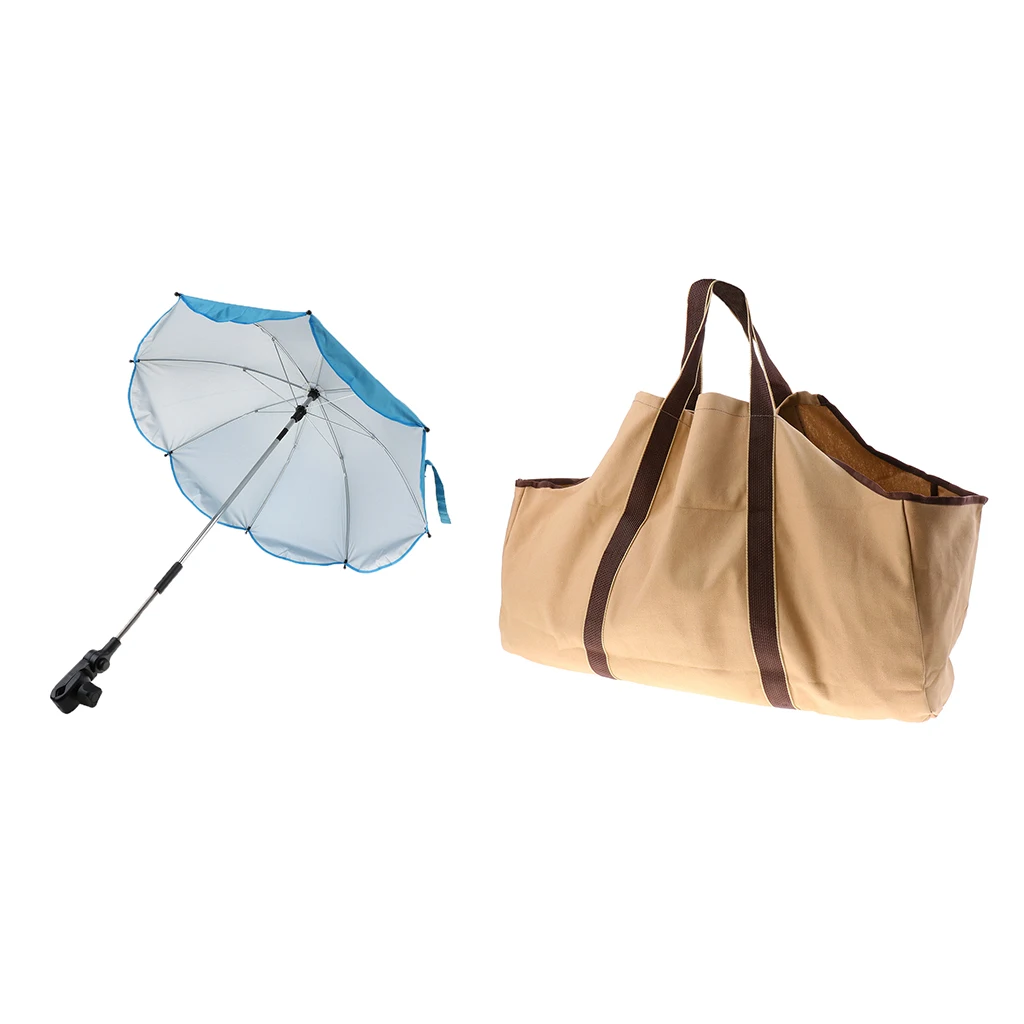 

Summer Sunshade Umbrella UV Protection Beach Shelter with Sand Anchor & Canvas Carrier Grocery Storage Bag