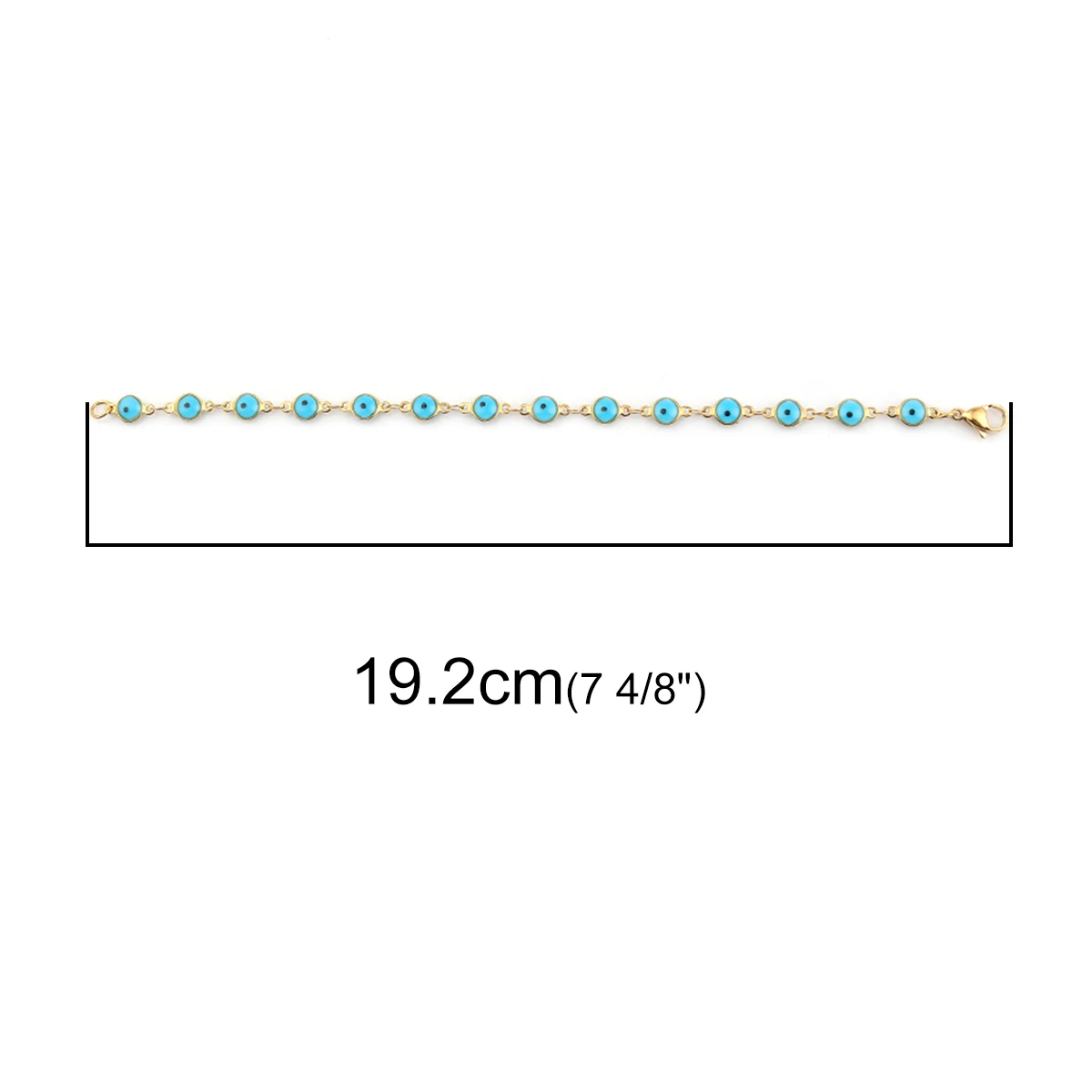 Bracelet Jewelry 304 Stainless Steel Gold Color Link Chain Multicolor Evil Eye Enamel For Women Man 1 Piece 19.2cm