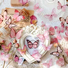 Autocollants Kawaii en PVC de belle Collection de papillons, étiquette autocollante de Scrapbooking pour journal intime, papeterie coréenne, sac de 40 pièces
