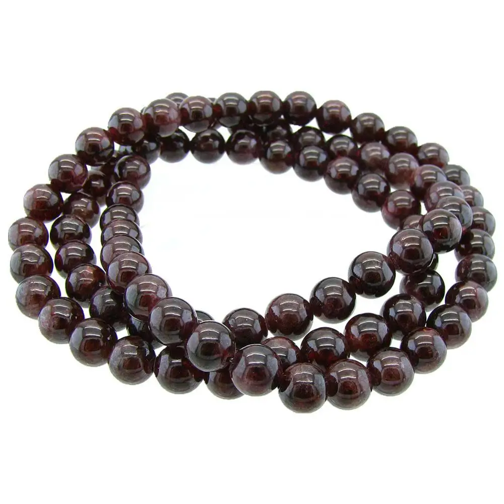 Garnet 6 мм Гранат Три кольца браслет Модный шарм дружбы хороший браслет из круглых бусин для женщин подарок ювелирные изделия оптом - Цвет: Garnet