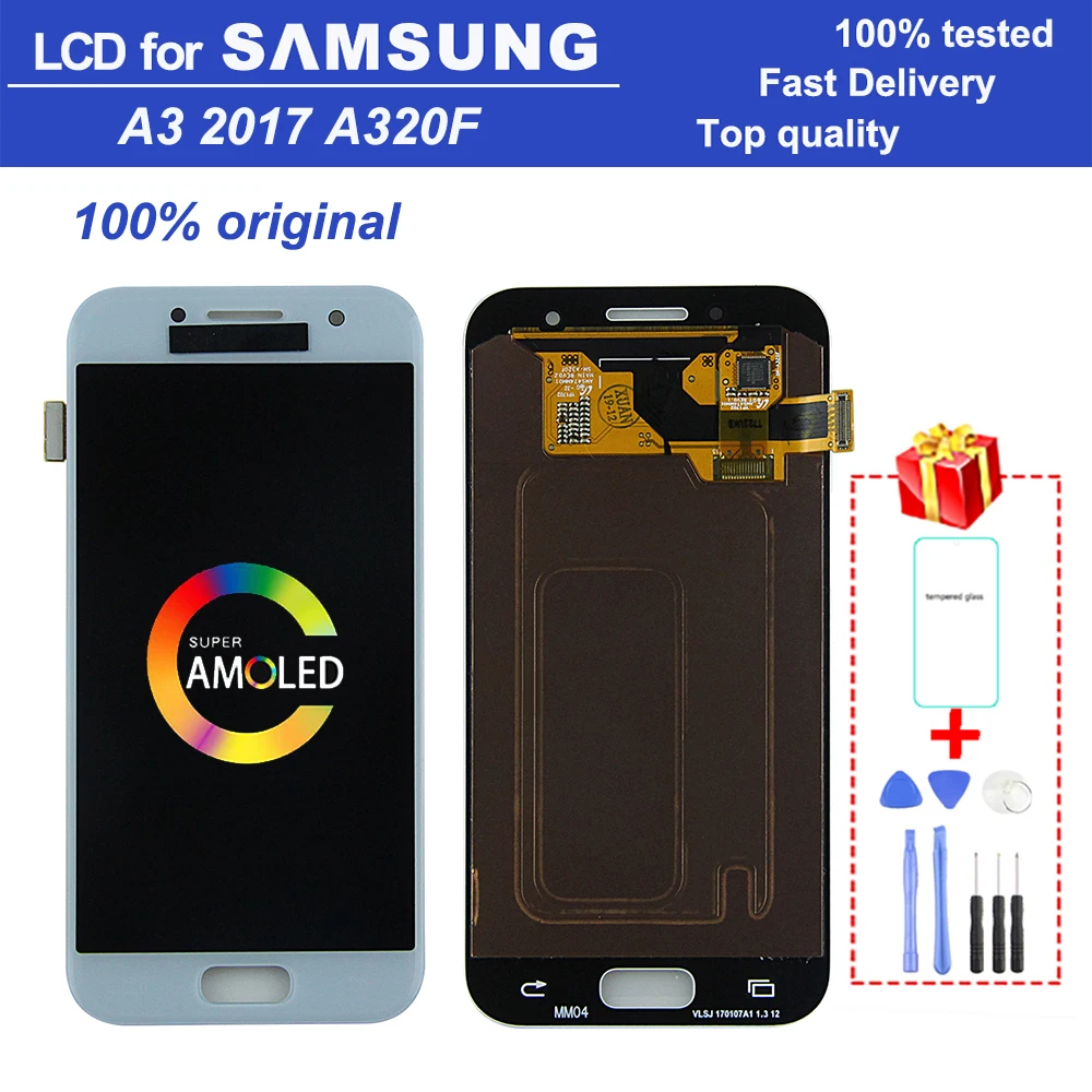

Original Super AMOLED 4.7" A320F LCD monitor for Samsung Galaxy A3 2017 A320 A320f LCD digital touch screen LCD assembly