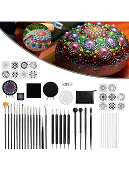

2020 New 53pcs Mandala Dotting Tools for Painting Rock Stone Acrylic Drill Stick Easel
