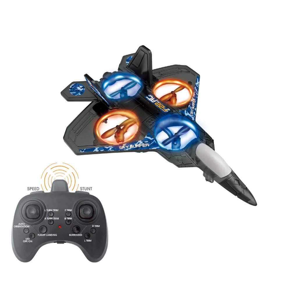 2 4G Romote управляющая лампочка F-22 Fighter Sky Overlord циклонная трюковая радиоуправляемая