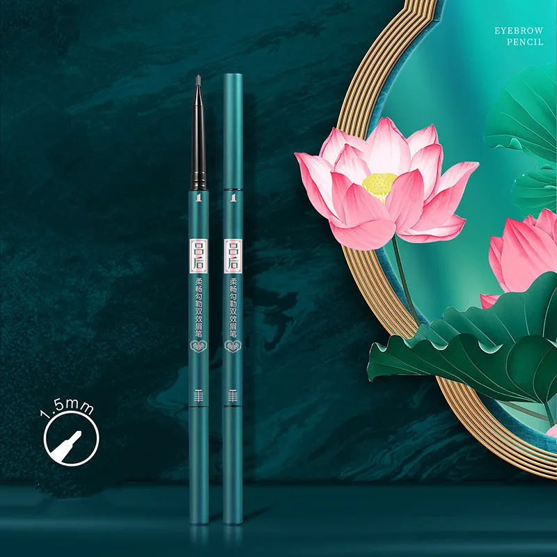 

Double-Effect Eyebrow Pencil Lv Hou WaterProof, Sweat-Proof, Decoloring and Smudge Very Thin Double-Ended Triangle Eyebrow