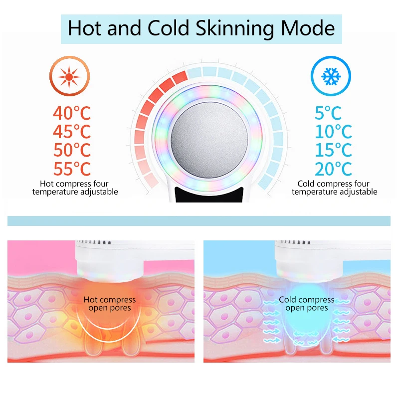  Hot Cold Hammer Cryotherapy Face Lifting Electric Anti Aging Skin Tightening Device Skin Rejuvenati