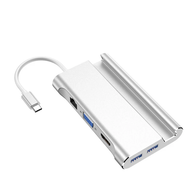 Bakeey 7 в 1 type-C usb-хаб адаптер 5 Гбит/с USB3.0 USB-C PD зарядка HD VGA 4K дисплей с удлинителем 1000 Мбит/с