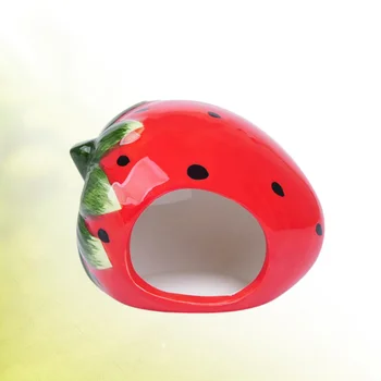 

Mini Hamster Nest Ceramics Hamster Nest Fruit Shape Hamster Nest Creative Pet Supplies (Strawberry)