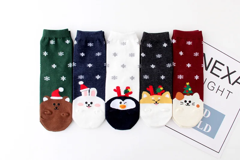 Мультфильм забавные Женские носочки из хлопка красивые зимние носки из кораллового бархата kawaii Носки Harajuku Рождественский подарок для маленьких девочек в возрасте от 3 пар/лот# F