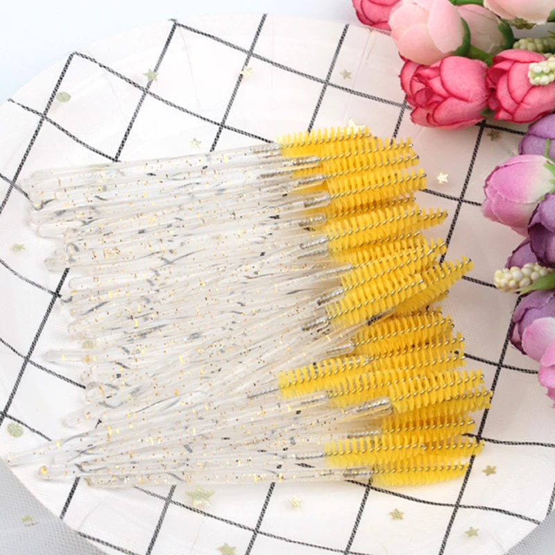 50 pieces of crystal eyelash brushes, eyelash extension combs, mascara professional makeup beauty tool eyelash brush.