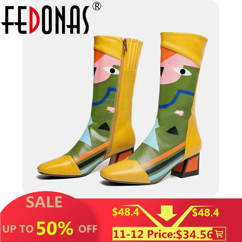 Tanie FEDONAS 2020 zima nowy mody krowy skóry lakierowanej kozaki damskie zamek kobiet buty do kolan wysokie obcasy szpilki kobieta