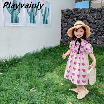 

Girl Love Heart Dress 2020 Summer Short Sleeve Cotton Dress Korean Princess Dress Baby clothes XJ006