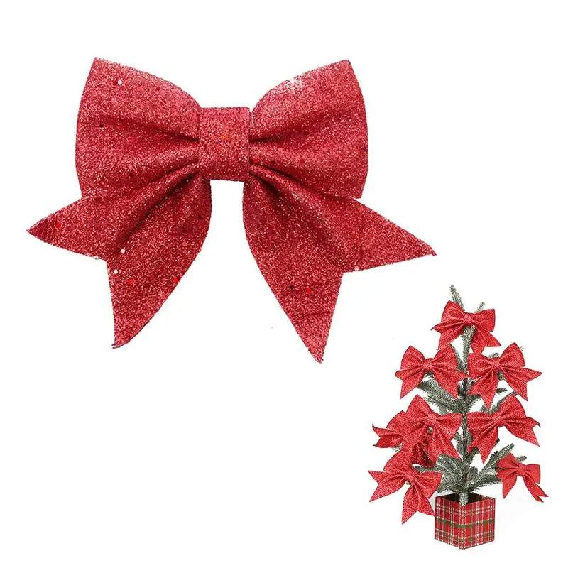 8pcs Christmas Bow Christmas Tree Decoration Xmas Ornament Bowknot New Year Party Home Wedding Decor Gift Wrapping