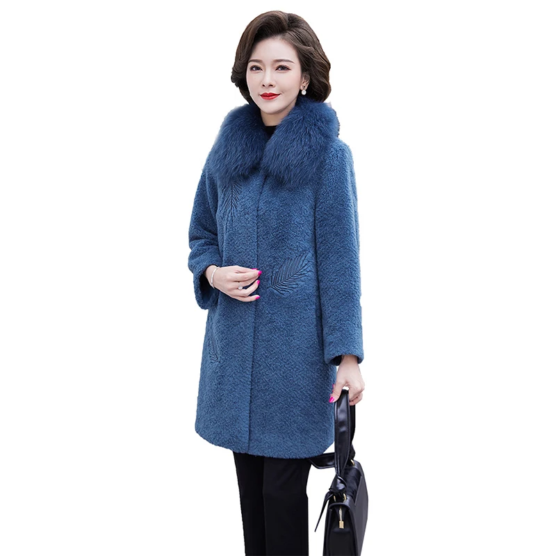 

2020 New Women's Fashion Fashion Woolen Coat Medium long Large size 4XL Winter Sheep Shearing Pike Jacket Women's clothing
