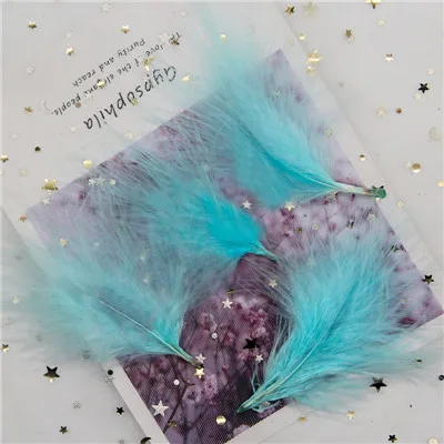 lt blue 50pcs Куриное перо с перьями индейки пушистые пары 4-6 дюймов 10-15 см красивый натуральный красочный шлейф для рукоделия отделка 50 шт - Цвет: lt blue 50pcs