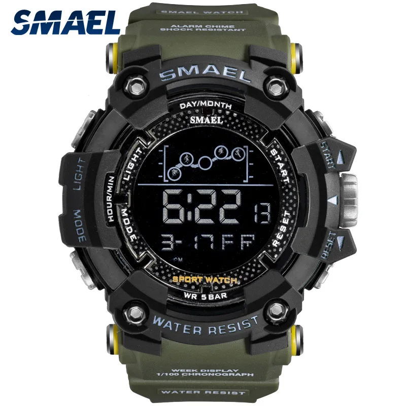 

SMAEL Military Sports Watch Men's 50 Meters Waterproof Watch LED Backlight Vibration Digital Watch Relogio Masculino 2019