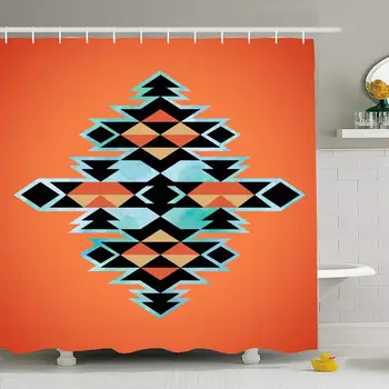 

Shower Curtain Set with Hooks 72x78 Aztec Textile Mexican Tribe Mexico Inspiration Ornament Tribal Pattern Abstract Indian