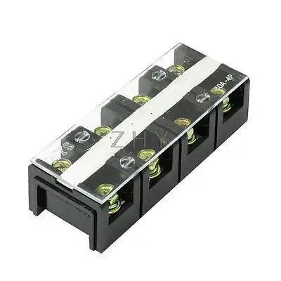

600V 60A Dual Row 4 Positions Barrier Screw Terminal Block Black