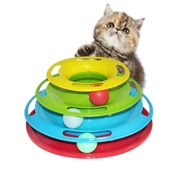 

1PC Play Disc Trilaminar Turntable Toys Funny Pet Toys Pet Supplies Cat Crazy Ball Disk Interactive Amusement Plate