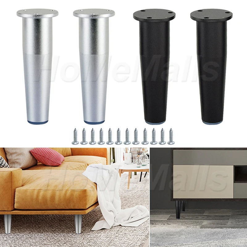 

2/4 Pieces of Aluminum Alloy Adjustable Furniture Legs Table Feet Replacement Sofa Dresser Bathroom Bed Legs 8-15cm with Screws