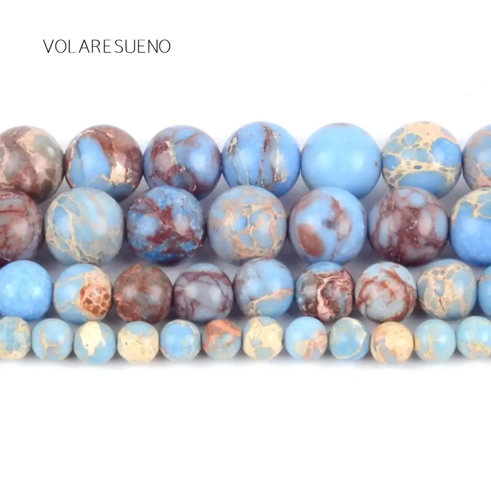

Light Blue Sea Sediment Imperial Jaspers Natural Round Loose Beads Pick 6/8mm Spacer Beads For Necklace Accessory Jewelry Making