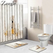 Zeegle занавеска для душа водонепроницаемый занавес для ванной комнаты Противоскользящий Набор ковриков для ванной комнаты моющийся Туалет крышка влагопоглощающий коврик набор ковриков для ванной
