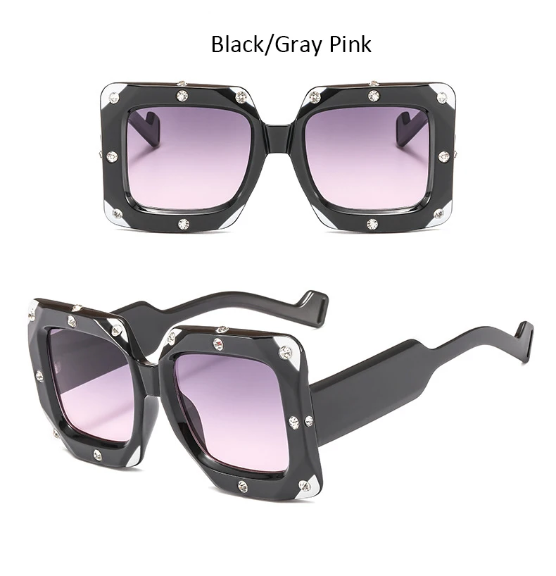 Fashion WhiteBrand Oversized Sunglasses clear Shades sun glasses for men luxury Square Rhinestone Sunglasses Women Vintage