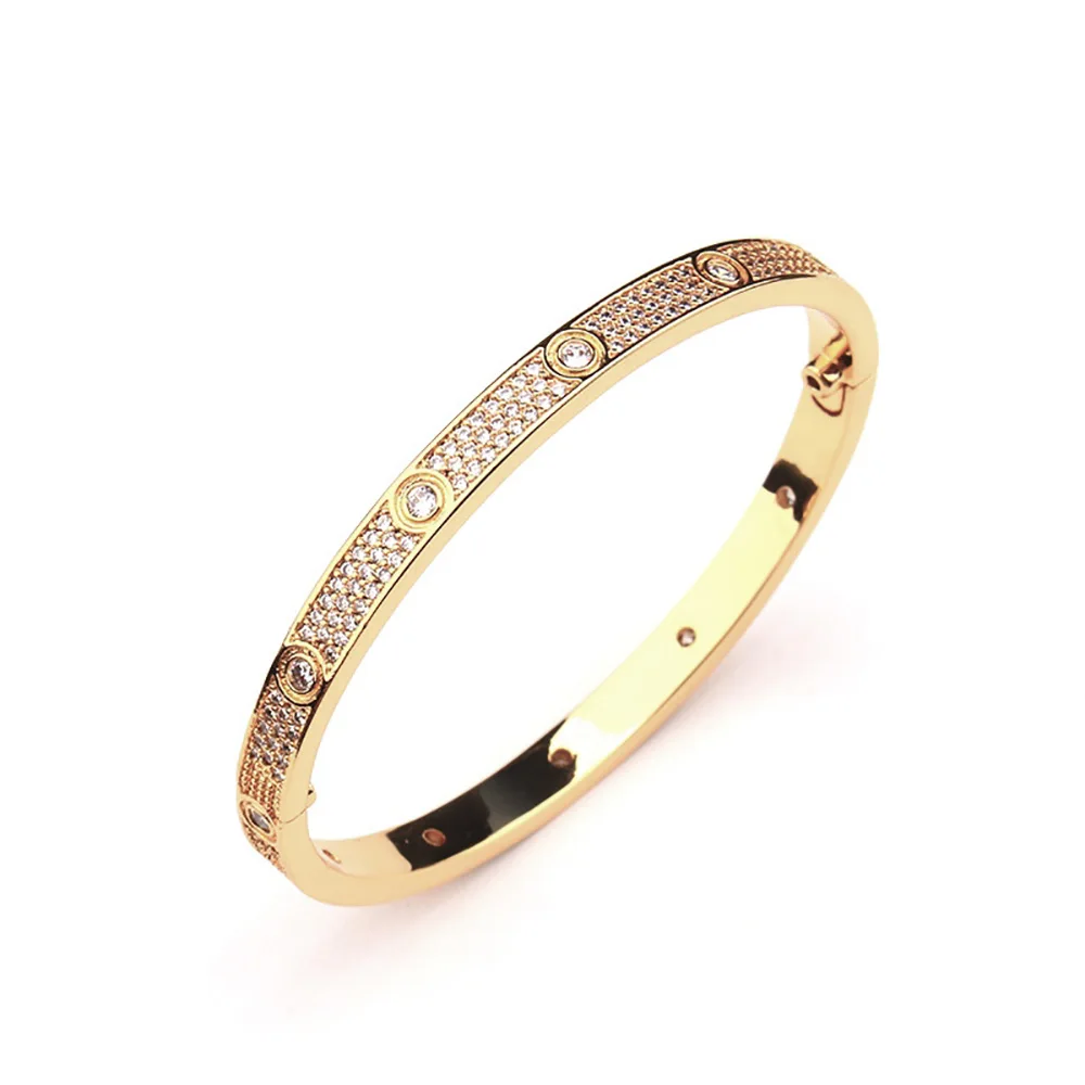 Cubic Zirconia Inlaid Bracelet For Women Men Couple Style
