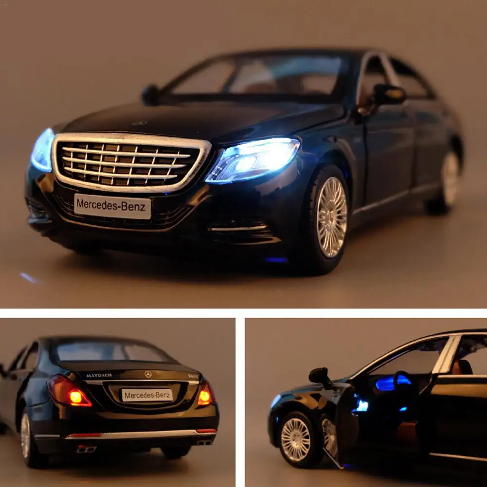 1/32 Maybach S600 литая под давлением металлическая модель автомобиля, игрушечный автомобиль высокого моделирования, игрушечный автомобиль, светильник, музыкальные подарки, игрушки для детей