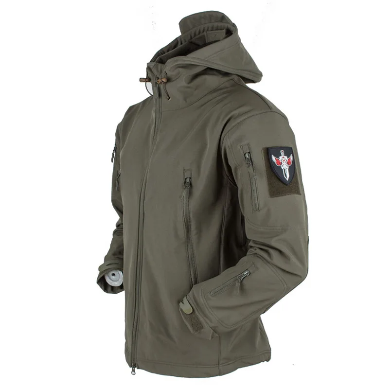 Мужская зимняя тактическая куртка, флисовая армейская куртка, военная куртка из кожи акулы, ветровка, куртки, мягкая оболочка, теплое водонепроницаемое ветрозащитное пальто - Цвет: Olive Drab
