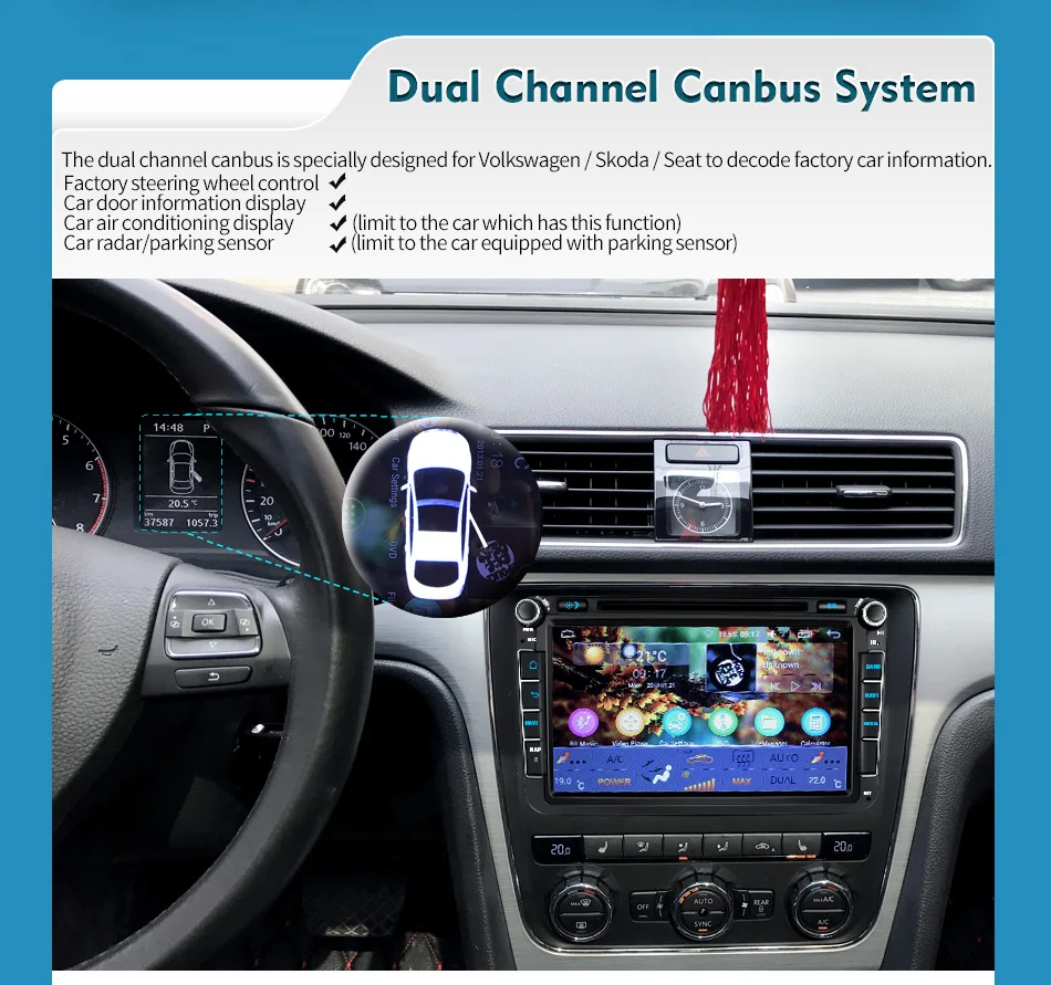 Excellent 8"Head Unit  BT WIFI Android 8.1 Car Radio Stereo For Volkswagen VW Passat Skoda Golf GPS Navigation NO DVD Player Steering Whee 10