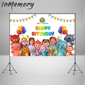 

Vinyl Cocomelon Family theme Photo Backdrops Custom Children Birthday Photography Background for Photo Studio Banner PhotoPhone