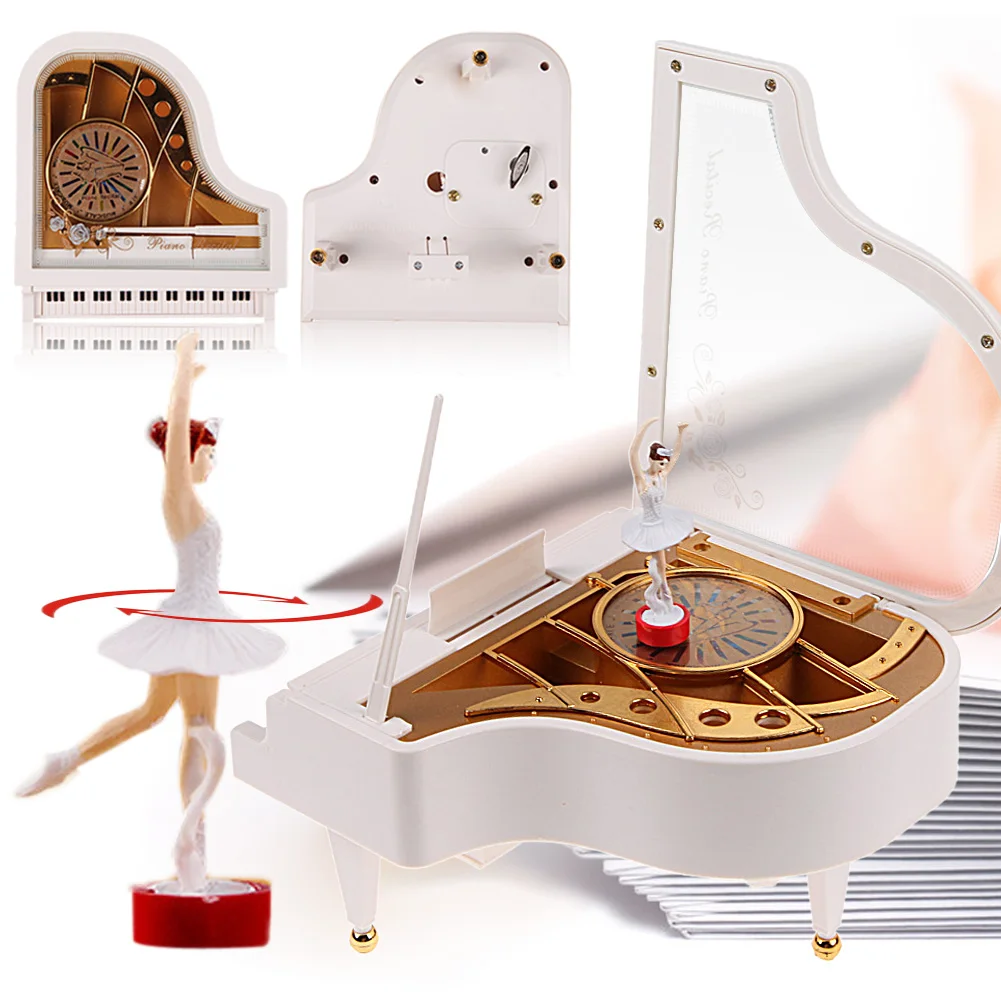 New Romantic Classic Piano Model Music Box Dancing Ballerina Hand Crank Musical Boxes Birthday Wedding Love Gift Home Decoration 3
