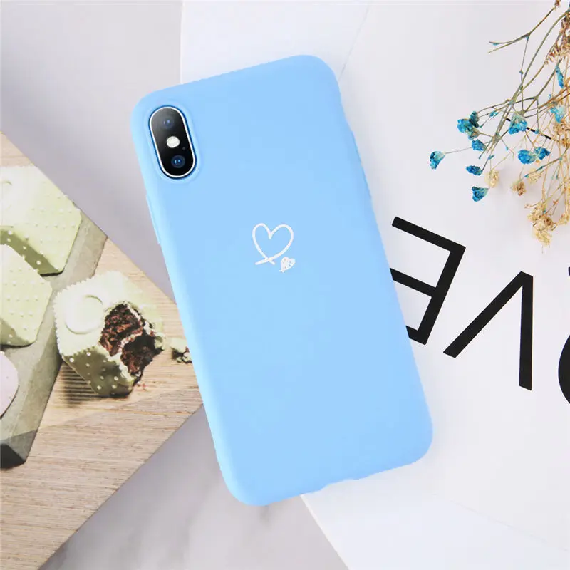 3209BE Lovebay пары чехол для телефона для iPhone X XR XS Max 7 8 6 6s Plus Любовь Сердце милый карамельный цвет Мягкий ТПУ силиконовый чехол - Цвет: 3209BE