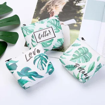 

New Women Printing Leaf Coin Purses Fashion Girl Zip Wallet Ladies Clutch Change Purse Kids Unisex PU Leather Mini Money Bag