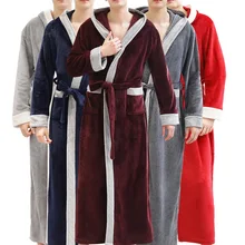 Зимний толстый банный Халат теплый мужской коралловый кимоно из рунной шерсти халат Мужская Ночная рубашка банный Халат Свободный мягкий длинный ночной халат