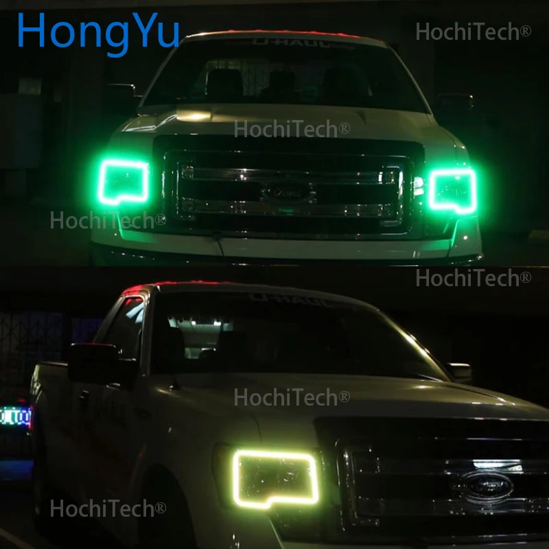 Для Ford F-150 F150 2009 2010 2011 2012 2013 RGB светодиодный ангельские глазки многоцветный с Halo кольцом дистанционное управление фар