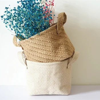 

Home Storage Basket Linen Cotton Flower Basket Environmentally Safe New Quality Basket Storage For Cloth or Growing Flowers Keps