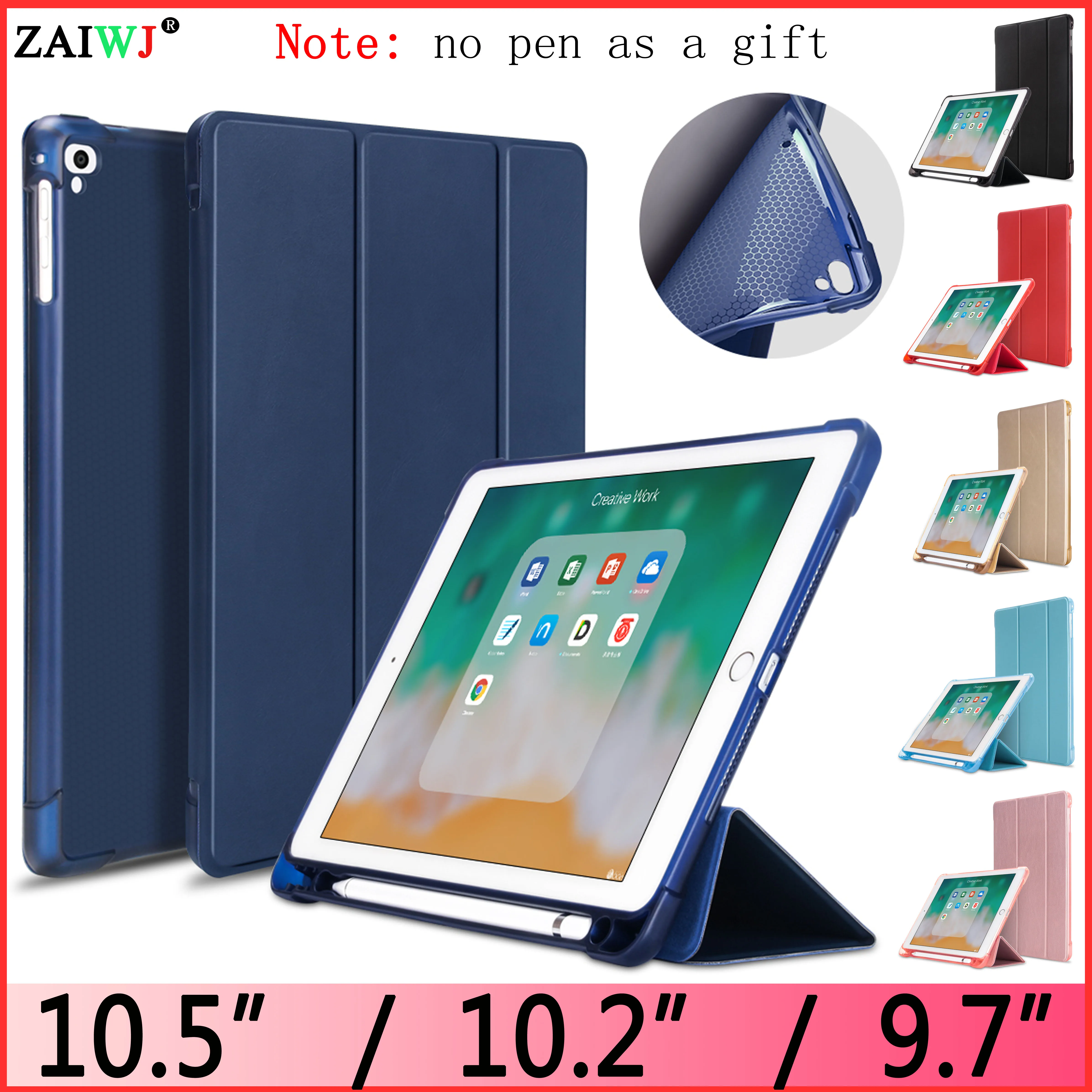 Пенал ZAIWJ с подставкой для Apple iPad 9 7 10 2 дюйма (2019 Новинка) Pro 5 Air 3 1 умный чехол из