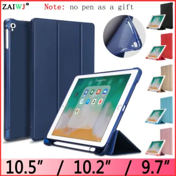

ZAIWJ Pencil Case with Stand for Apple iPad 9.7 10.2 inch (2019 New) Pro 10.5 , Air 3 2 1 PU Leather Smart Cover Wake Auto Sleep