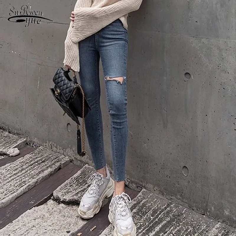 WanYang Mujeres Moda Skinny Jeans Mujer Bordado Pantalones Vaqueros