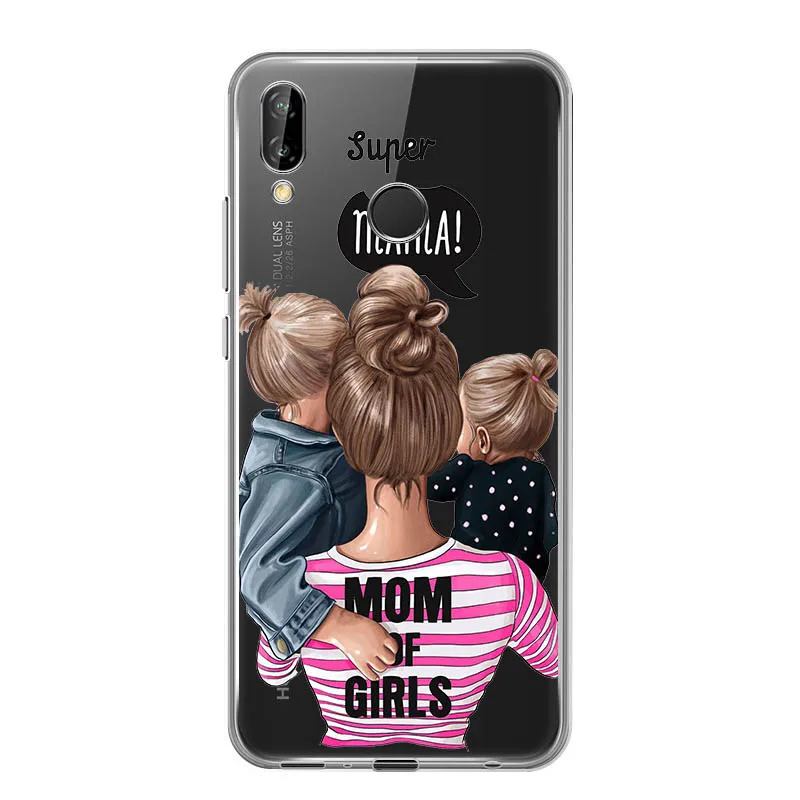 8 Black Brown Hair Girl Queen Family Baby Mom Soft Silicone phone case for Huawei honor 20Pro 9X V20 10 8S 8a play 20i 8X 9i Lite - Цвет: 8