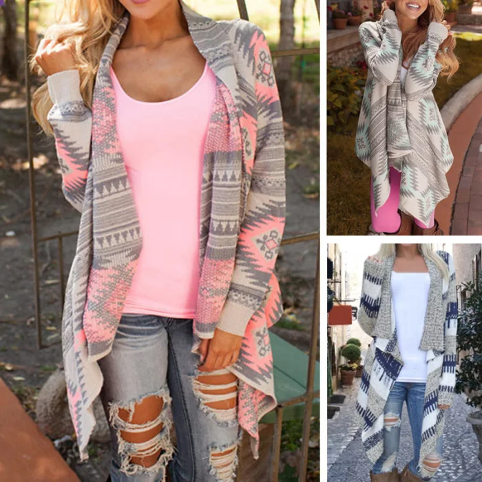 Outwear Women Knitwear Knitted Casual Loose Long Sleeve Sweater Long Cardigan JS25