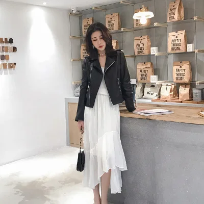 MESHARE  Women Spring Genuine Real Sheep Leather Jacket R2