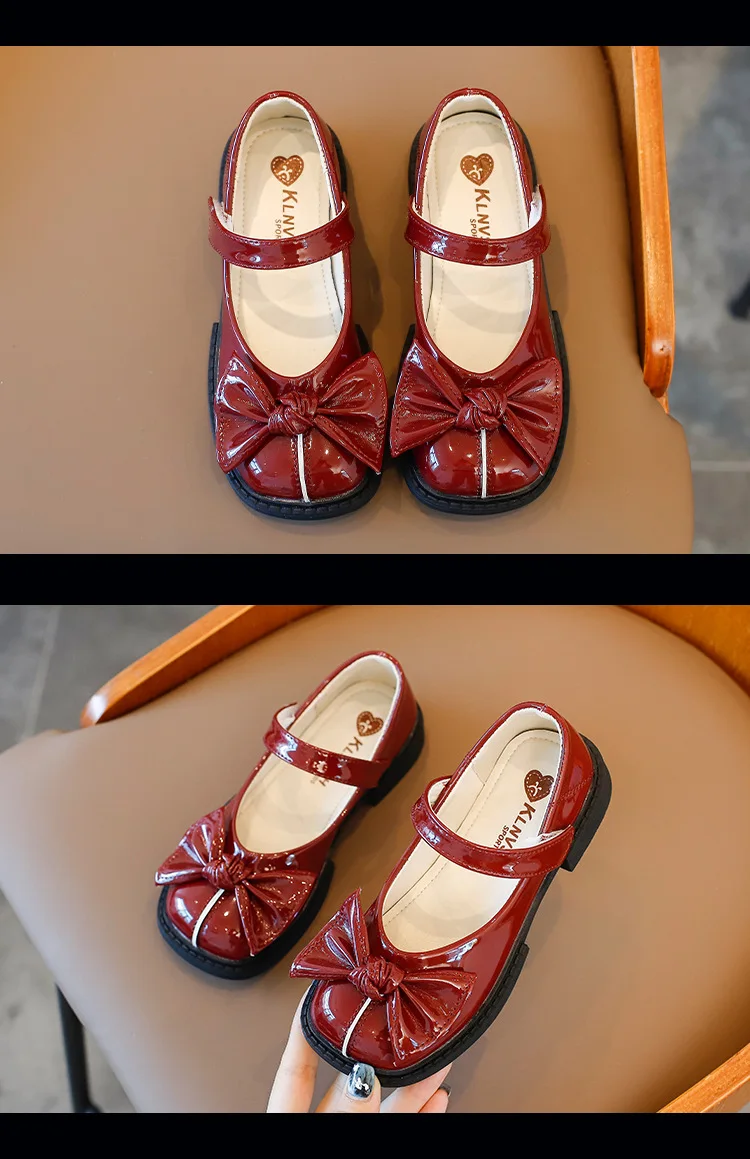 para Meninas Sapatos de Princesa das Crianças Sapatos de Couro Sapatos de Escola Rasas Arco-nó Plana Outono Nova Moda Crianças Senhora Chique Doce 2022 21 Mamãe e Bebê