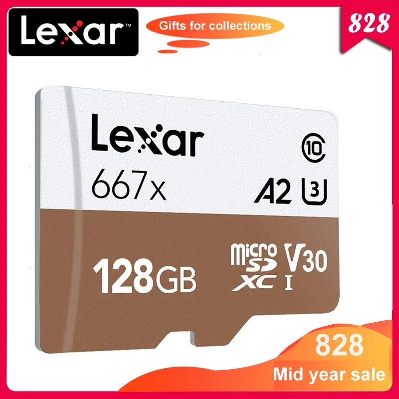 Lexar 667x Micro SD карта SDXC UHS-I 64 Гб 128 ГБ 256 ГБ A2 U3 V30 класс 10 карта для 1080p Full-HD 3D 4K видео