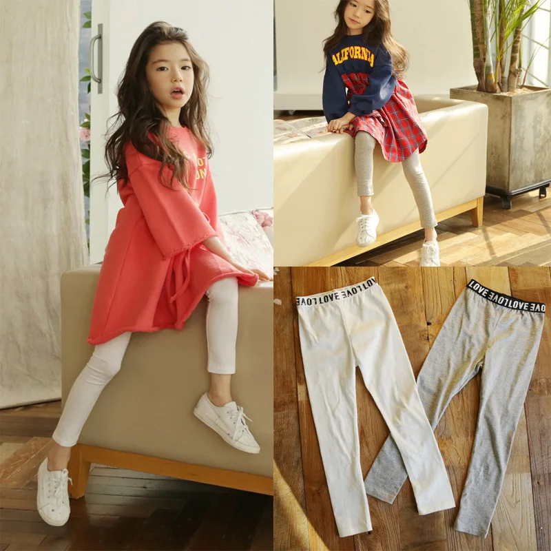 Детская одежда из Южной Кореи; коллекция года; сезон весна-лето; стиль для девочек; леггинсы из чистого хлопка эластичная талия; брюки для родителей и детей