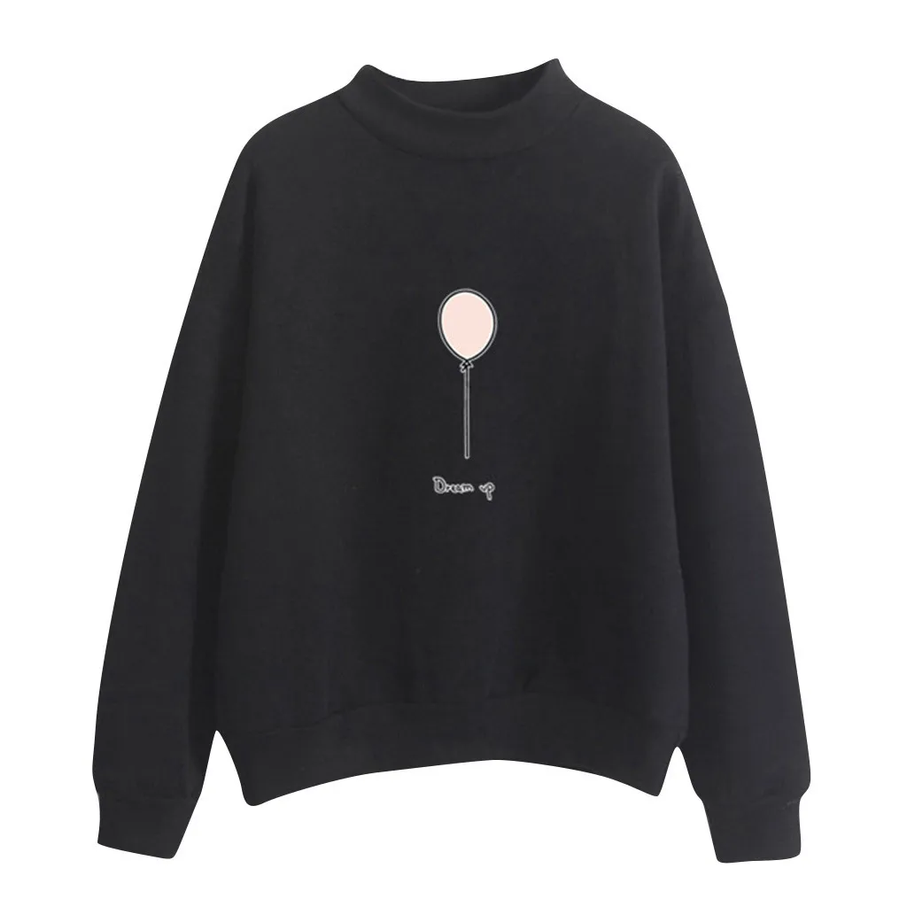 

Sweatshirt Women Ladies O-Neck Solid Color Balloon Pattern Long Sleeve Plus Velvet Women's Sweatshirts Pullover Streetwear