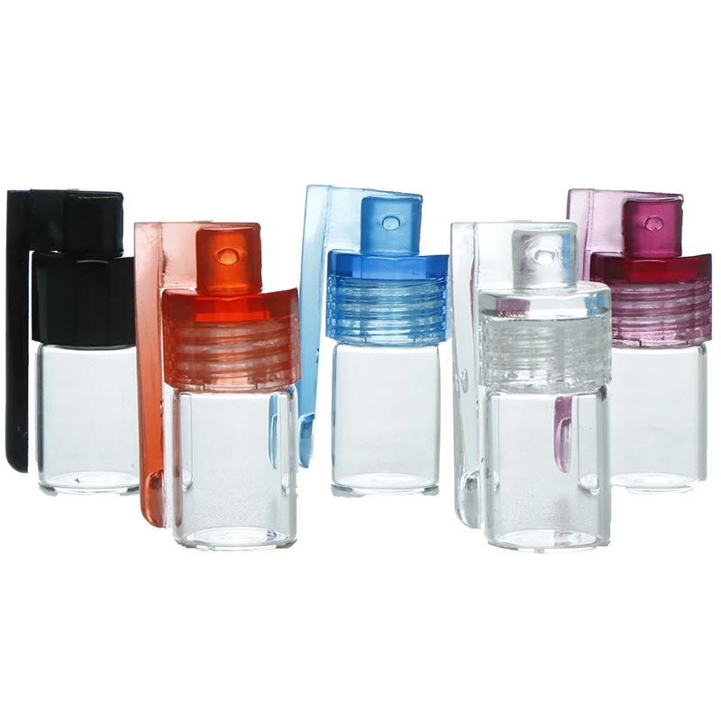1pc Glass Round Bottle Waterproof Pill Case Sealed Container Mini Snuff Bottles Color Random New
